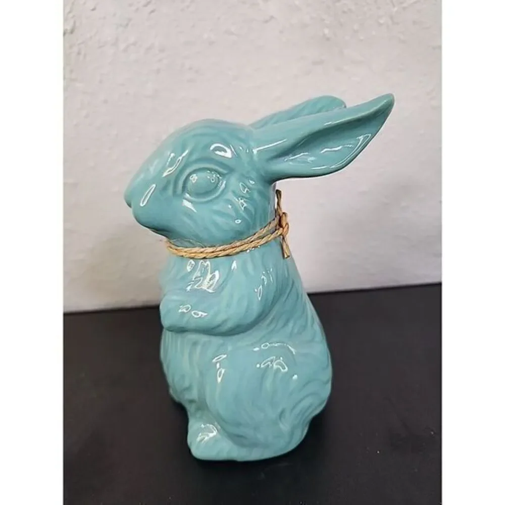 Inspirations from Hallmark Blue Green Ceramic Easter Bunny 6 1/4